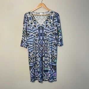 J. Jill V-Neck Jersey Knit 3/4 Sleeve Dress Small